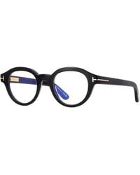 Tom Ford - Eyeglasses Round Full Rim, Shiny Frame And Clear--Light Block Lenses Lens Ft6037-B001 - Lyst