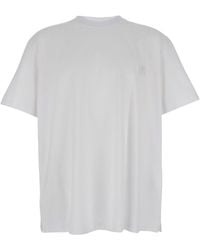 WOOYOUNGMI - Crewneck T-Shirt With Tonal Logo Embroidery On The Front And Maxi Logo Print On The Rear - Lyst