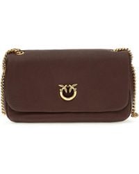 Pinko - Love Birds Click Soft Horizontal Leather Shoulder Bag Calf Bos Taurus - Lyst