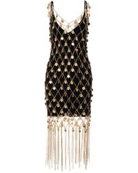 Rabanne - Mini Dress With Metallic Gold Mesh - Lyst