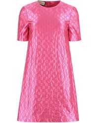 Gucci - GG-embroidered Monogram Shift Dress - Lyst