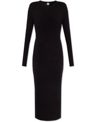 Totême - Ribbed Dress With Long Sleeves, - Lyst