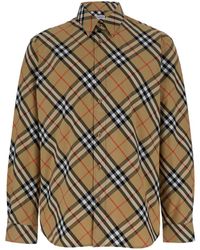 Burberry - Shirt With Classic Collar And All-Over Check Motif - Lyst