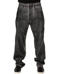 Dolce & Gabbana - Black Grey Graphic Print Denim Pants Jeans - Lyst