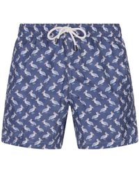 Fedeli - Swim Shorts With Pelican Pattern - Lyst