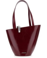 Jacquemus - 'le Bambola Moyen' Bordeaux Shoulder Bag With Front Metal Ring Closure And Embossed Logo Lettering On The Front In Leather Woman - Lyst