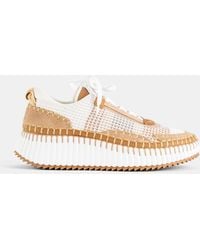 Chloé - Platform Nama Sneaker Recycled Mesh Hand-Stitched Camel Sandal - Lyst