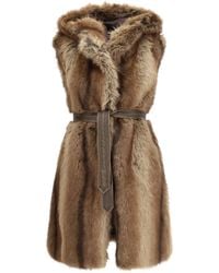 Pinko - Galearis Faux Fur Hooded Vest Polyester Furs - Lyst