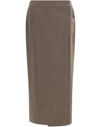 Giorgio Armani - Silk And Wool Wrap Long Skirt With Patch Pocket - Lyst