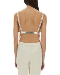 Rabanne - Laminated Pleated Satin Top Polyester Tops - Lyst