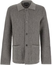 Emporio Armani - Cardigan Wool And Mohair Polyamide Top - Lyst