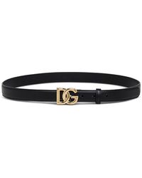 Dolce & Gabbana Logo-buckle Leather Belt - Black