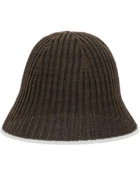 Brunello Cucinelli - Hat With Contrasting Hem And Ribbed Knit - Lyst