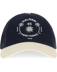 Balmain - Bicolor Baseball Cap With Logo Cotton Hats E Hairbands - Lyst