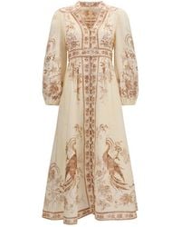 Zimmermann - Beige Linen Casual Dress - Lyst