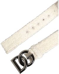 Dolce & Gabbana - Cotton Fleece Dg Logo Metal Buckle Belt - Lyst