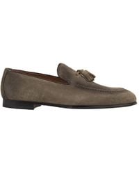 Doucal's - Mud Suede Loafers With Tassels - Lyst