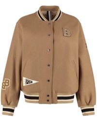 BOSS - Wool Bomber Jacket With Patch - Lyst