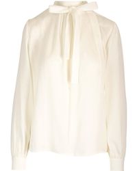 Givenchy - Silk Shirt With Lavallière Collar - Lyst