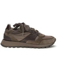 Brunello Cucinelli - Brown Calf Leather Bos Taurus Athletic Sneakers - Lyst