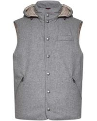 Brunello Cucinelli - Wool Padded Hooded Vest Light - Lyst