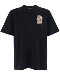 CASABLANCA - Crewneck T-Shirt With Logo Detail On The Front And Maxi Logo Print On The Rear - Lyst