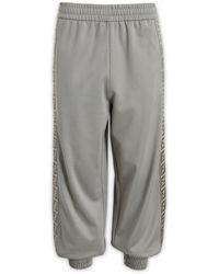 Fendi Monogram-stripe Straight Leg Sweatpants - Gray