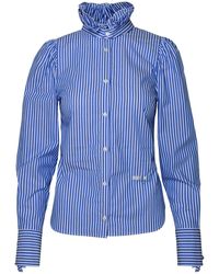 MSGM - Striped Cotton Shirt - Lyst