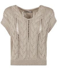 D.exterior - Lux Sleeveless V Neck Braided Sweater - Lyst