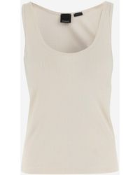 Pinko - Cotton Blend Top With Logo - Lyst