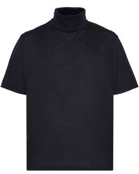 Low Brand - Relaxed-Fit Dark Merino Wool Jersey Half Turtle Neck Sweater - Lyst