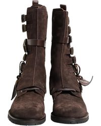 Dolce & Gabbana - Suede Leather Combat Ankle Boots Shoes - Lyst