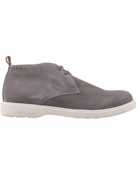 Kiton - Suede Laced Leather Ankle Boots - Lyst