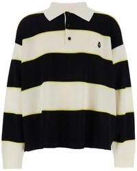 McQueen - And Long-Sleeve Polo Shirt With Logo Patch On The Front And All-Over Striped Motif - Lyst