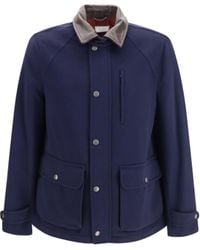 Brunello Cucinelli - Virgin Wool Jacket Withnappa Inserts Fleece Ovis Aries - Lyst