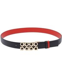 Ferragamo - Adjustable And Reversible Woven Gancini Belt - Lyst