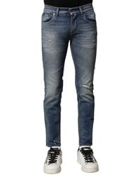Dolce & Gabbana - Washed Cotton Slim Fit Denim Jeans Elastane Clothing - Lyst