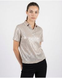 Brunello Cucinelli - Silver Acetate Polo Shirt - Lyst