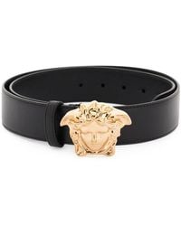 Versace - Leather Belt With La Medusa Buckle - Lyst