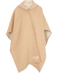 Fendi - Wool And Cashmere Poncho With Leather Profiles - Lyst