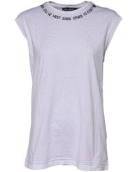 Dolce & Gabbana - White Cotton Sleeveless Printed Tank T - Lyst
