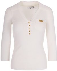 Elisabetta Franchi - Ribbed Knit Top Lypase Jumpers - Lyst