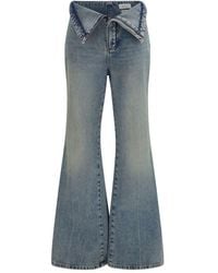 McQueen - Blue Cotton Flared Jeans - Lyst