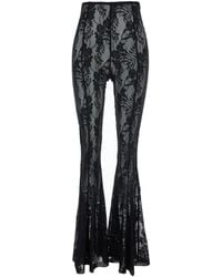 Norma Kamali - Fishtail Flared Pants With All-Over Floral Embroidery And Wide Leg - Lyst