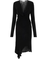 Blumarine - Draped Long-sleeve Midi Dress - Lyst