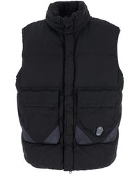 C.P. Company - Vest With Mock Drawstring Neck And Logo Plaque On The Front - Lyst