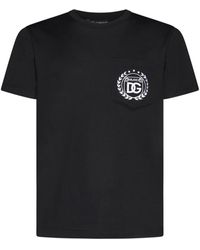 Dolce & Gabbana - Cotton T-Shirt With Dg Milano Logo Embroidery - Lyst