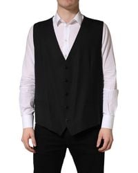 Dolce & Gabbana - Wool Single Breasted Waistcoat Vest Virgin Elastane Clothing - Lyst