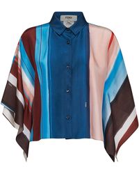 Fendi - Cropped Silk Shirt Venetian Stripes - Lyst