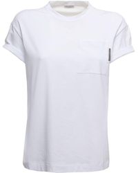 Brunello Cucinelli - Cucinelli Woman's Cotton T-shirt With Monile Detail - Lyst